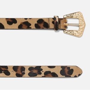 ZARA LEOPARD CHEETAH PRINT LEATHER BELT - SIZE: 90